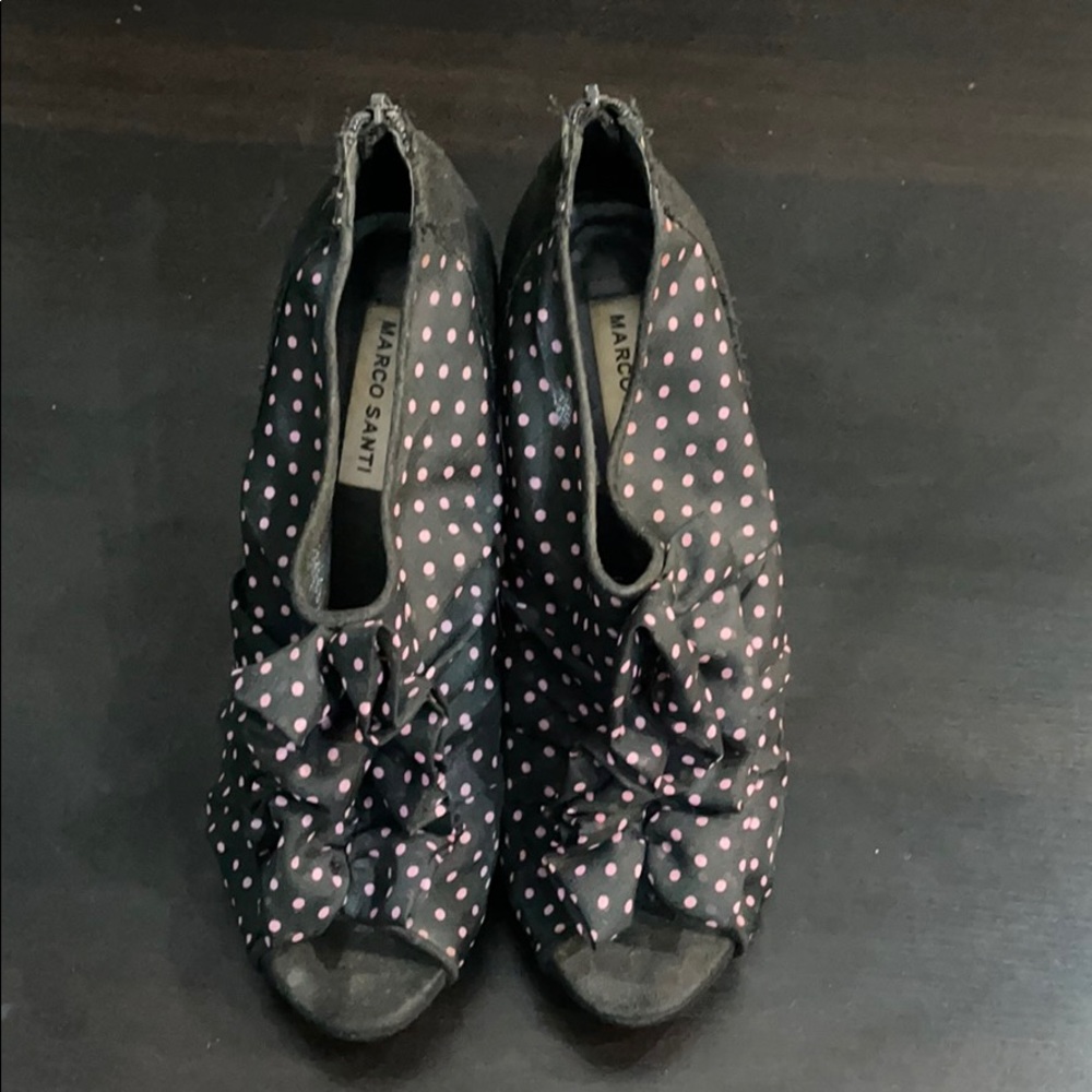 Marco Santi Polka Dot Peeptoe Bootie Sandal